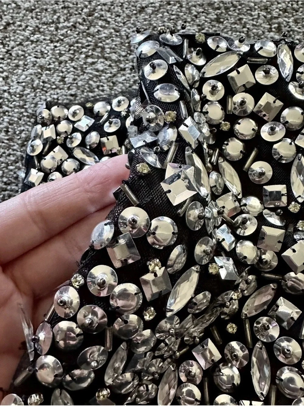 PARKER XS 0 2 Black Mariah Dress Silver Ice Cut Jewels Studs Gems NWT R$462 RARE